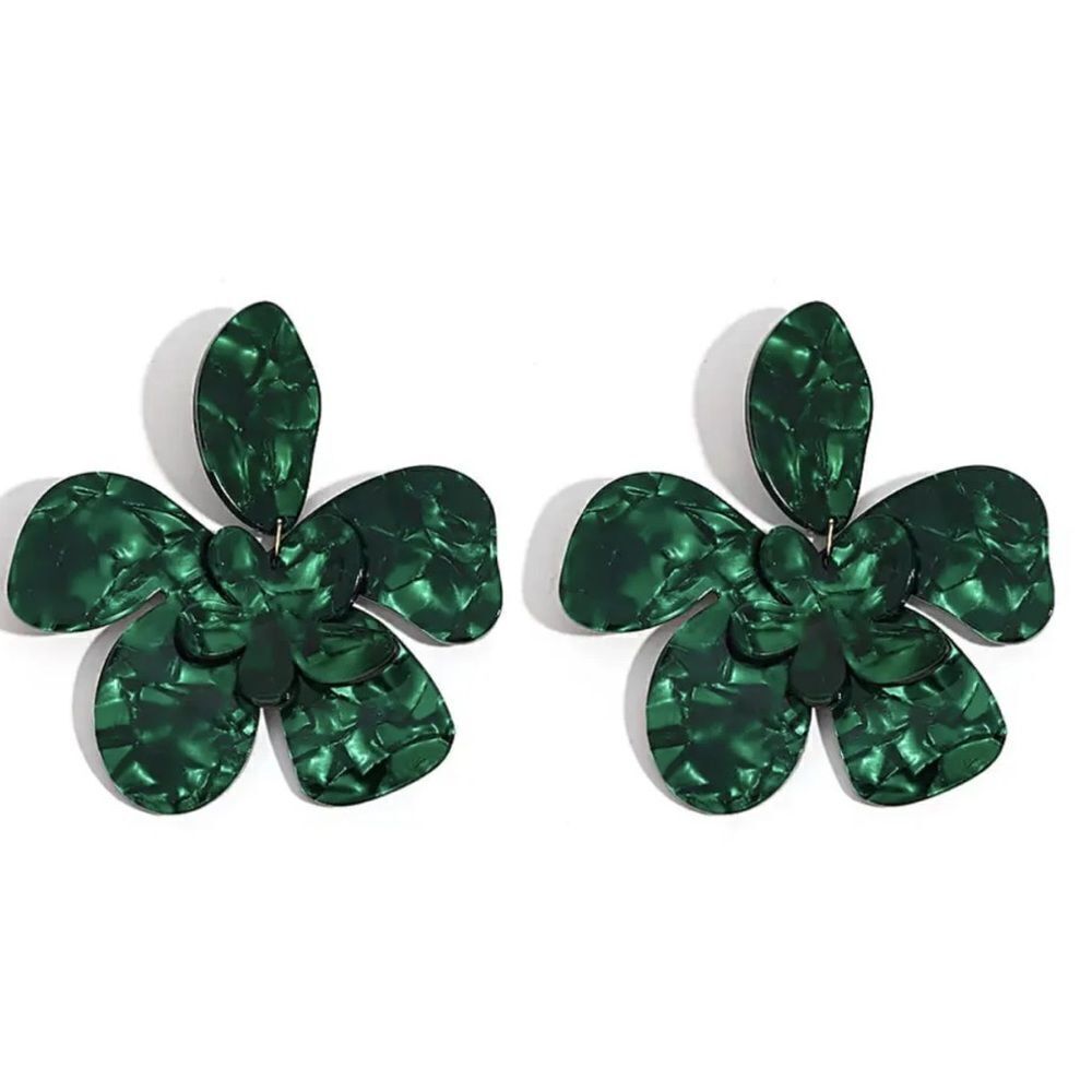 Statement green flower earring N608